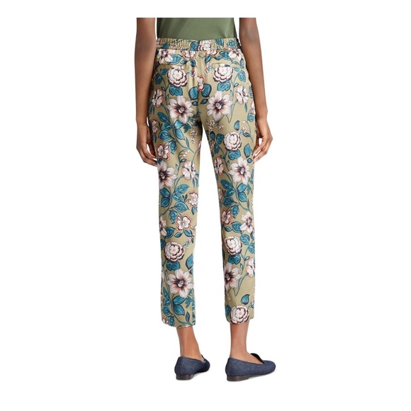 Lauren Ralph Lauren Drawstring Floral Green Silky Lounge Pants - Size 2 *NEW* - Picture 2 of 3
